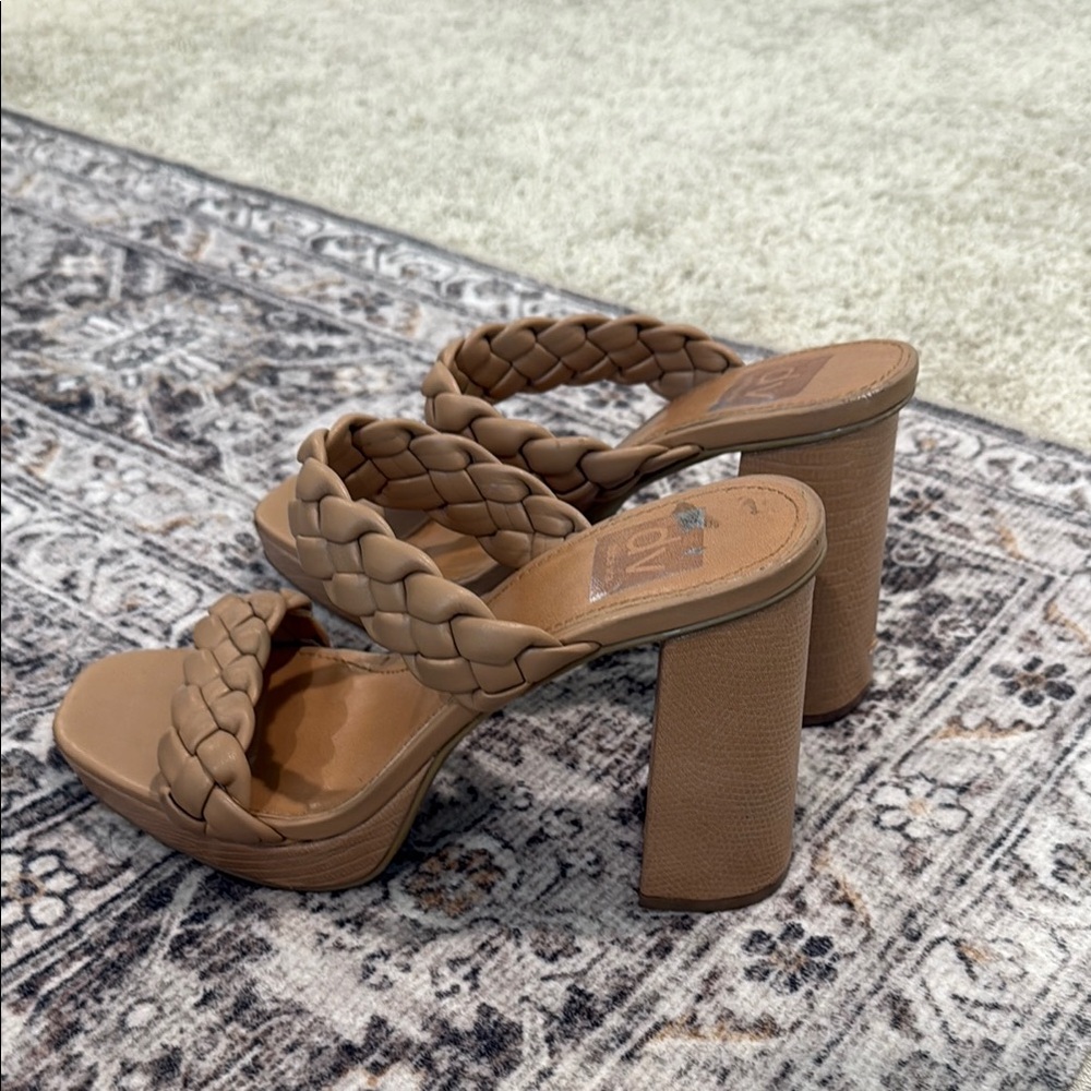 DV by Dolce Vita Presley Tan Heeled Sandals with Braided Detail